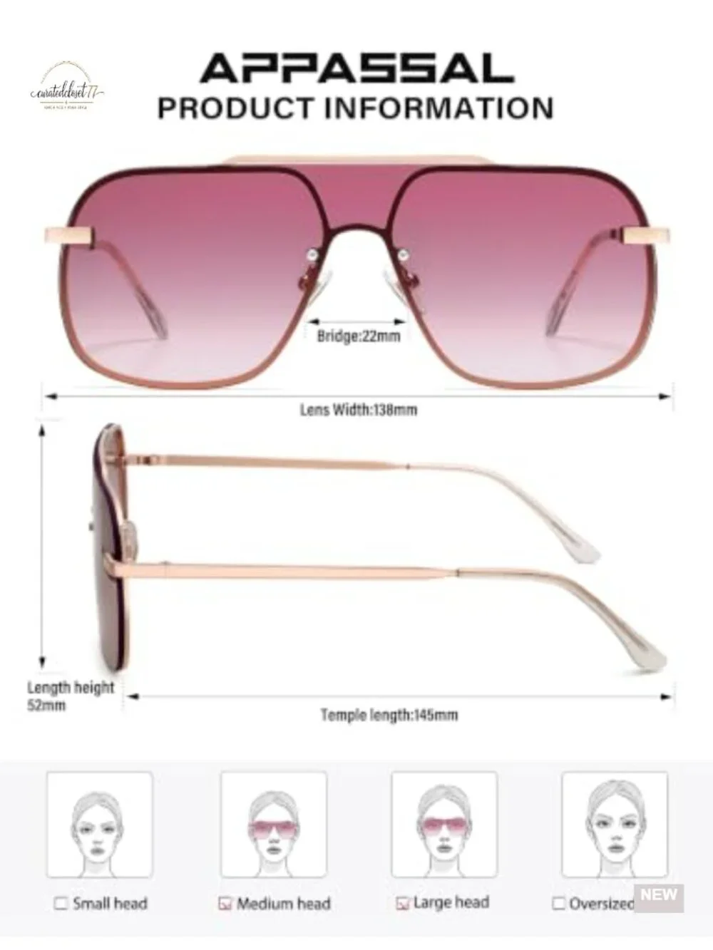 Y2K Frameless Shield Sunglasses UV400 Metal Square Oversized